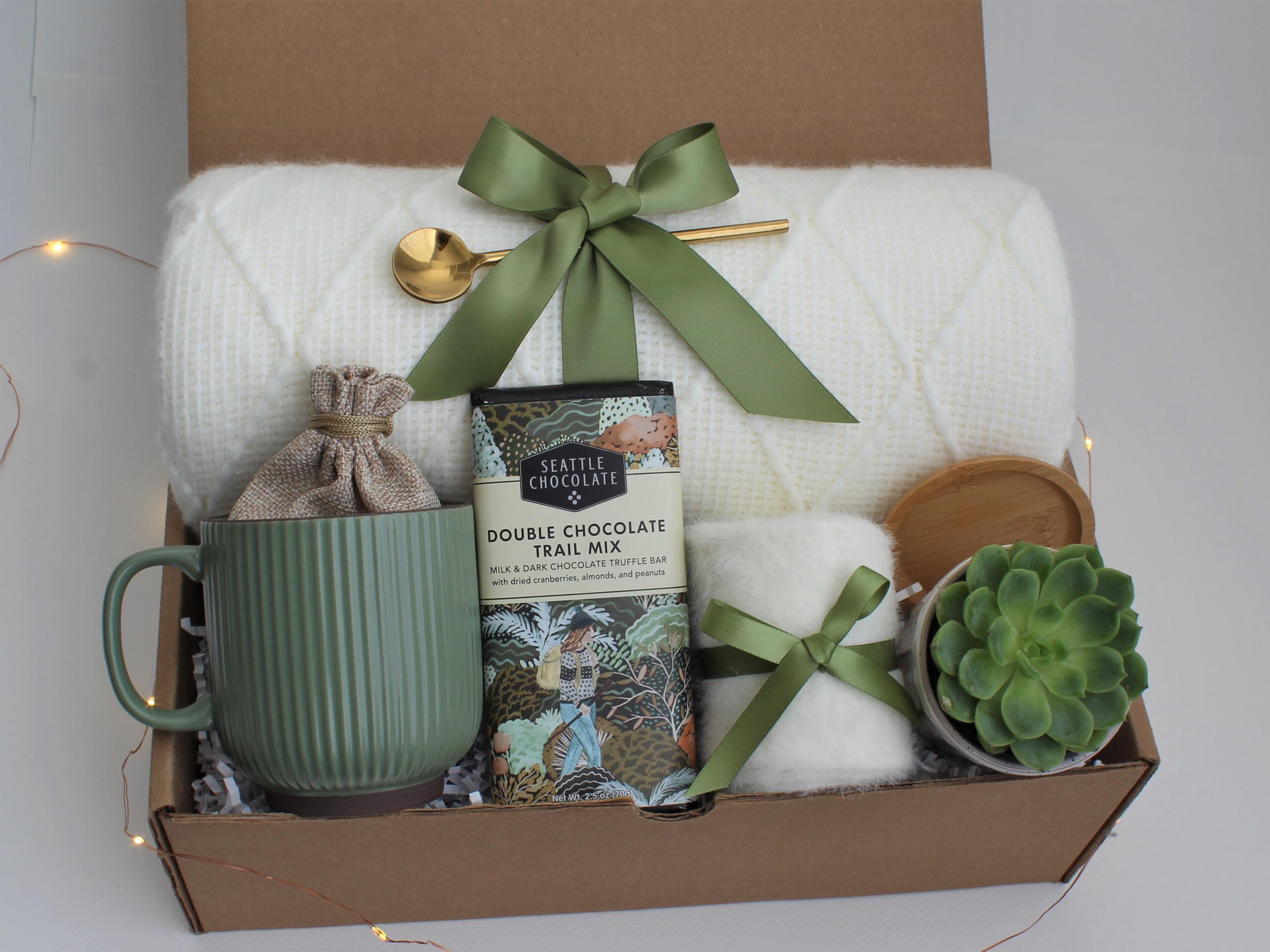 Get Well Soon Blanket Gift Box For Women and Men, Care Package For Her or Him, Thinking Of You, Sympathy, Surgery Recovery, Tea Basket
