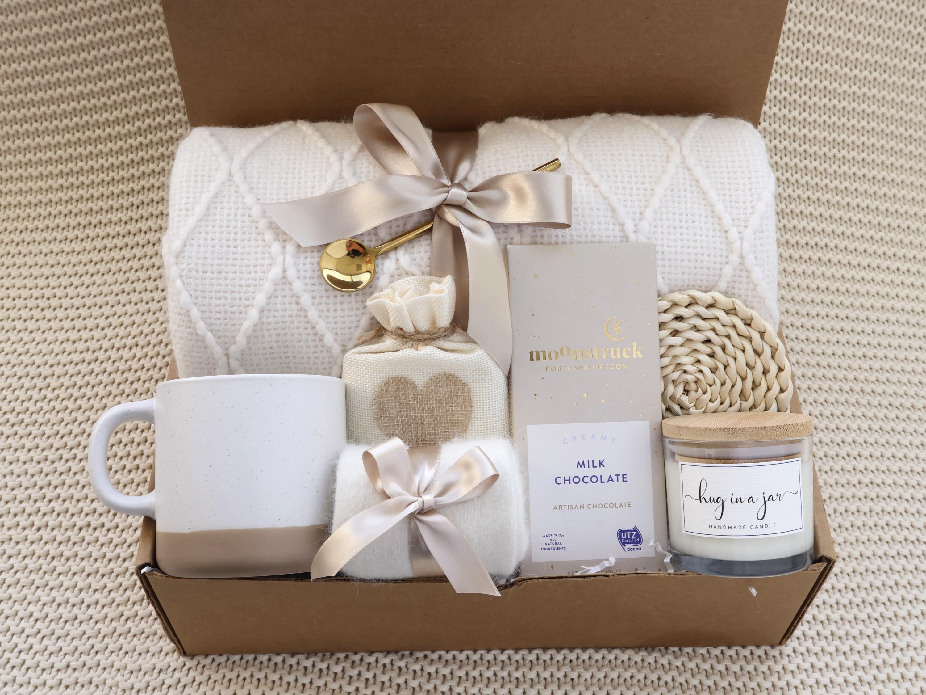 Get Well Soon Blanket Gift Box For Women and Men, Care Package For Her or Him, Thinking Of You, Sympathy, Surgery Recovery, Tea Basket