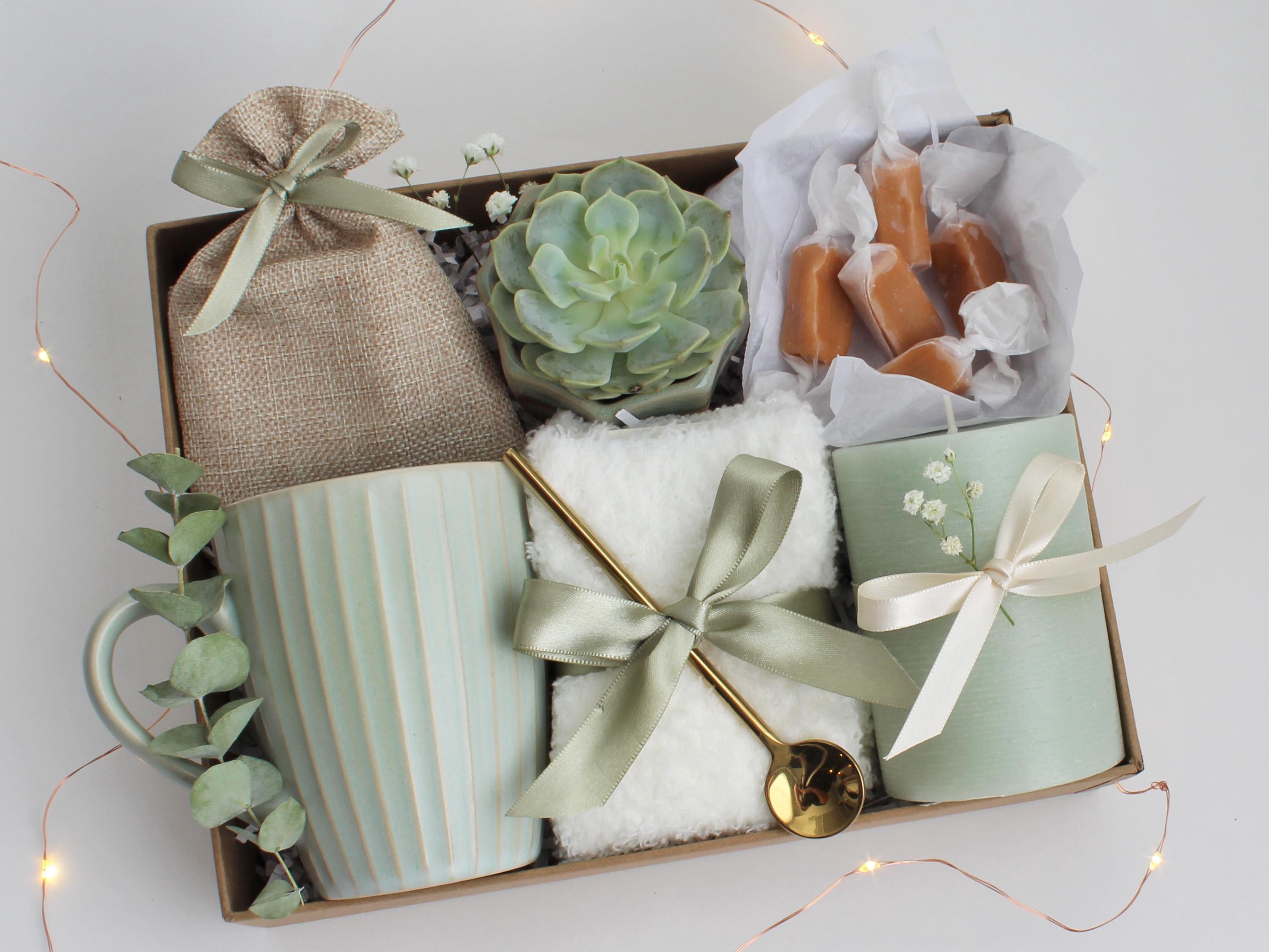 Cozy Spa Gift Box, Handmade Soap, Bath Salts, Candle, Mug