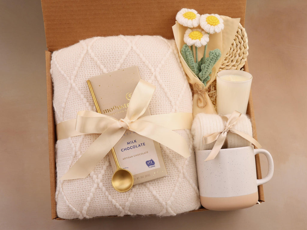 Cozy Spa Gift Box, Handmade Soap, Bath Salts, Candle, Mug