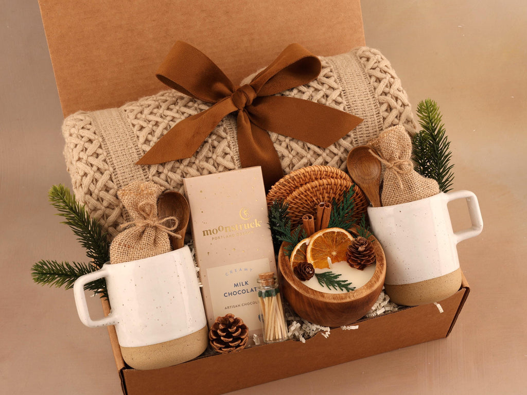 Cozy Spa Gift Box, Handmade Soap, Bath Salts, Candle, Mug