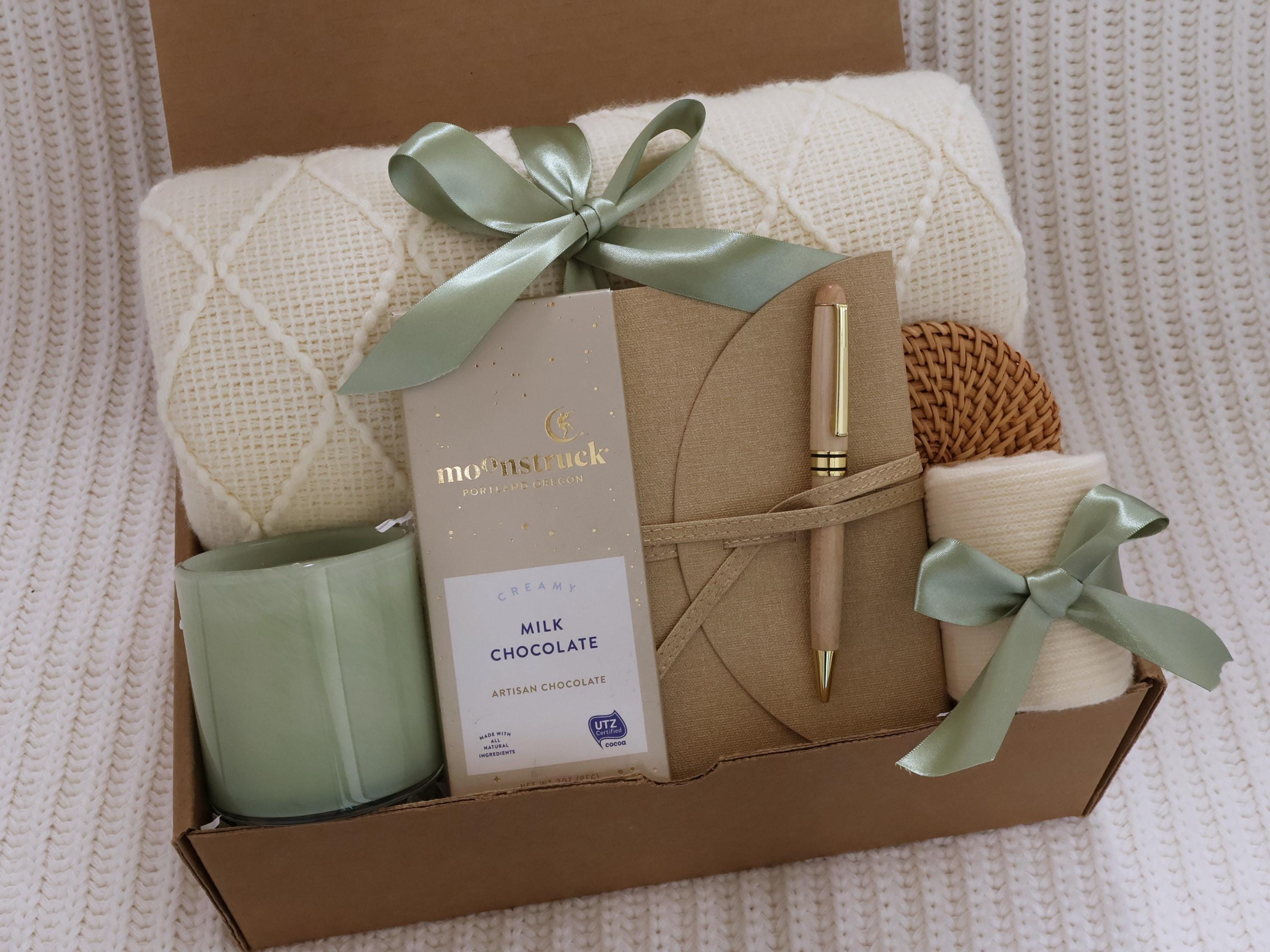 Sympathy Gift Basket, Hygge Gift Box with Blanket, Sending a hug, Thinking of you, Thank You gift, Encouragement gift
